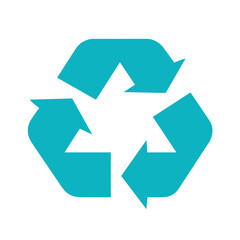  Minimalist teal recycling symbol icon.