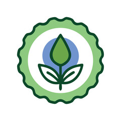 Sustainable energy seal with plant icon