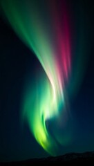 Fototapeta premium ethereal dance of solar particles and cosmic choreography gives birth to celestial and astronomical marvel known as Aurora a mesmerizing display of lights that captivates night sky, wallpaper