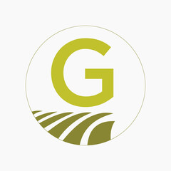 Farming and Agriculture Logo On Letter G Concept For Bakery, Bread, Cake, Cafe, Pastry Symbol