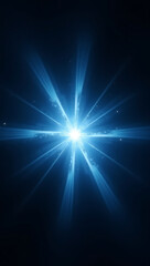 A crisp, icy-blue lens flare with frosted edges and a cold, glowing core, emanating sharp beams on a deep black background. Perfect for winter, sci-fi, and high-tech designs.
