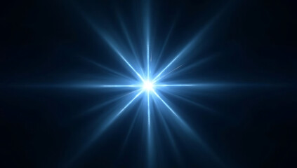 Obraz premium A crisp, icy-blue lens flare with frosted edges and a cold, glowing core, emanating sharp beams on a deep black background. Perfect for winter, sci-fi, and high-tech designs.