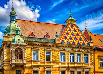 Fototapeta premium Zagreb Croatia Architectural Building Facade Stock Photo