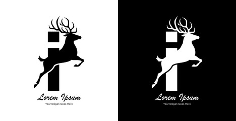The logo design is in the form of a deer jumping and combined with the letter i