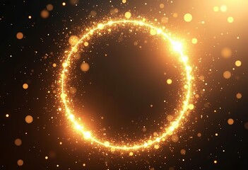 Sparkling Golden Light Elements: Circles, Swirls, Fairy Dust, and Shiny Frames on a Black Transparent Backdrop, Modern Design Assets for Festive and Magical Visual Compositions.

