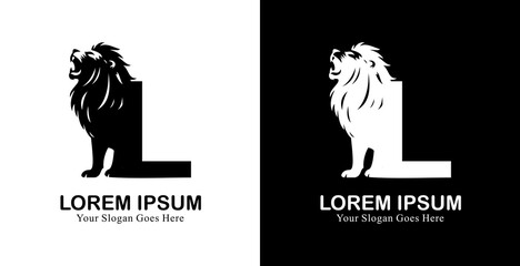 Obraz premium L letter logo design combined with a lion