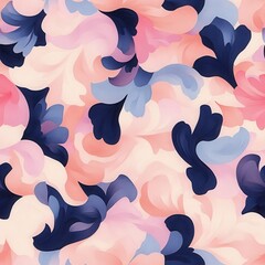 Naklejka premium abstract seamless floral pattern in pink, blue and black colors. it has an abstract art style and modern vibes. perfect for use as a backdrop or as a fabric print design. 