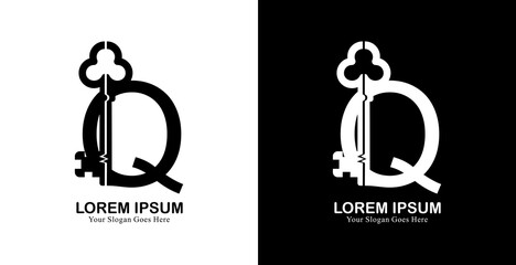 Key shaped logo design combined with the letter Q