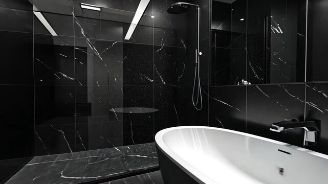 Modern Black Marble Bathroom Design: Luxury Interior Architecture