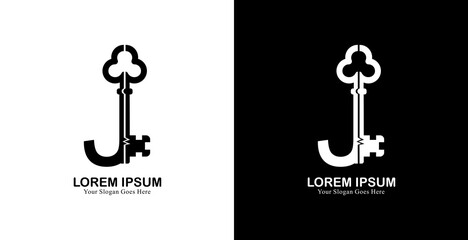 Key shaped logo design combined with the letter J