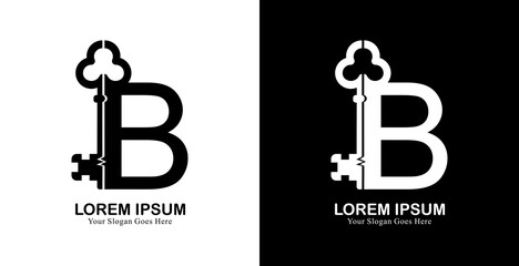 logo design in the shape of a key combined with the letter B © Yohanes