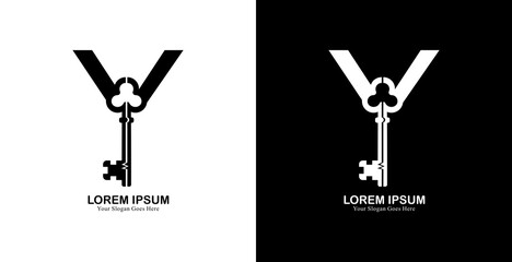 logo design in the shape of a key combined with the letter Y