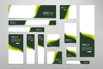 Set of promotion kit banner template design with modern and minimalist concept user for web page, ads, banner, annual report, footer, background, backdrop,