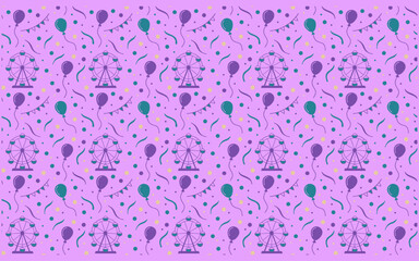 Fototapeta premium Joyful Parade Decorative Festoon Seamless Pattern, Vibrant Celebration Balloon and Glitter Seamless Pattern