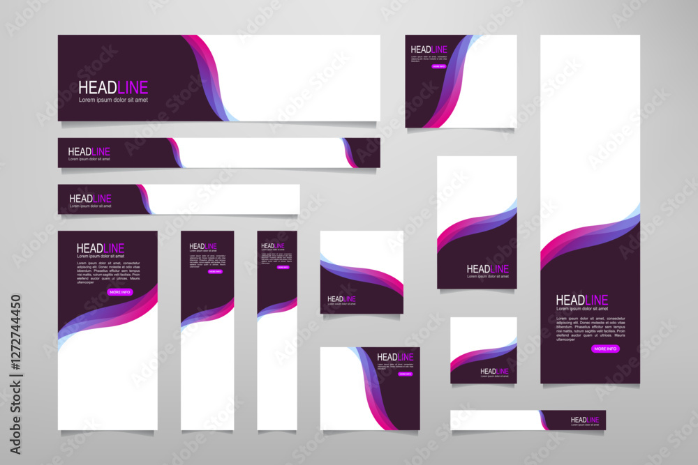 Poster set of promotion kit banner template design with modern and minimalist concept user for web page