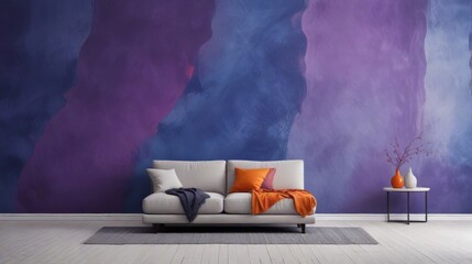 Serene Living Room Interior Design with Abstract Wall Art and Comfortable Sofa