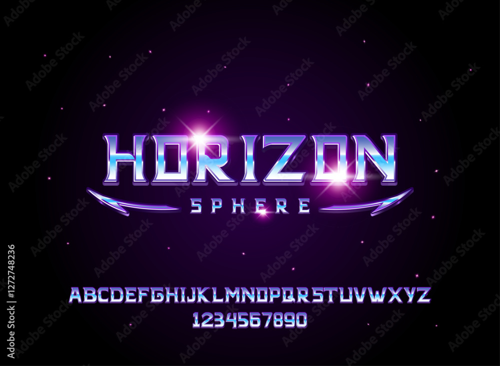 Fototapete modern futuristic space text effect horizon sphere gradient retro technology style