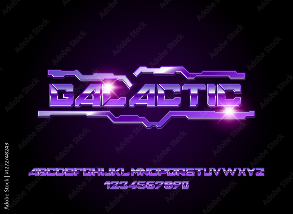 Poster modern futuristic space galactic tech text effect with geometric line