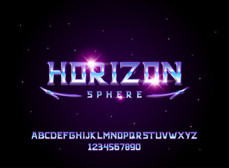 modern futuristic space text effect horizon sphere gradient retro technology style