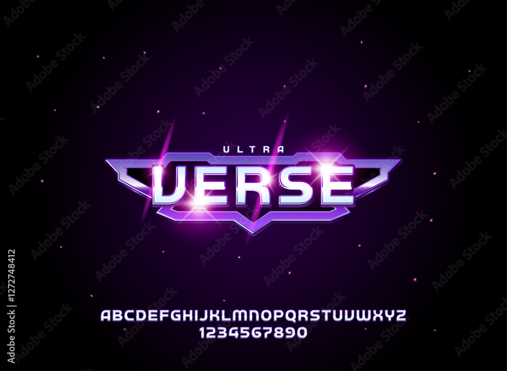 Aufkleber modern futuristic tech ultra verse text effect alphabet with tech frame