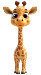 Obraz premium cartoon character giraffe isolated on transparent white background, png.