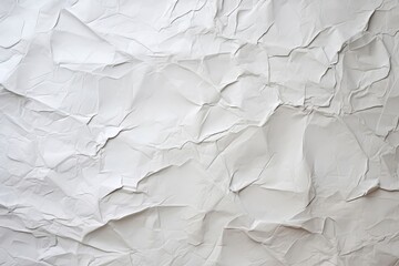 Fototapeta premium Crumpled white paper texture with wrinkles and folds. Abstract background for creative design, stationery, or art projects. Minimal monochrome surface with copy space