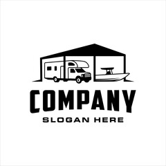 RV and boat storage facility logo with simple style design