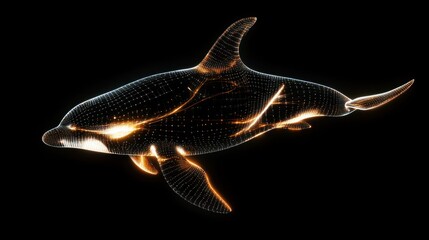 A stylized digital representation of a dolphin in motion.