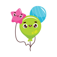 Green and pink balloons with cute star decorations