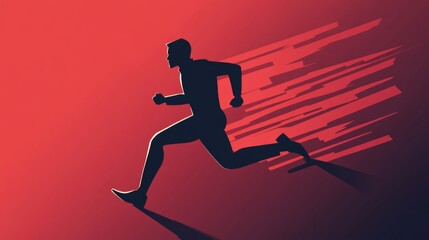 Businessman running forward. Abstract illustration. Modern lifestyle metaphor. Web icon with long shadows for application