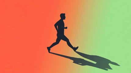 Fototapeta premium Businessman running forward. Abstract illustration. Modern lifestyle metaphor. Web icon with long shadows for application