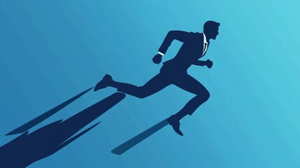 Naklejka premium Businessman running forward. Abstract illustration. Modern lifestyle metaphor. Web icon with long shadows for application