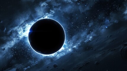 Fototapeta premium Abstract black hole with a supernova explosion nearby, Black hole abstract in the universe with a dark nebula.