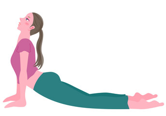 ヨガのアップドッグのポーズをする女性のベクターイラストレーション