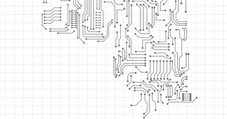 Obraz premium Electronic circuit boards on a seamless white background. Digital technology circuit board background and space for your text.