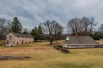 Dairy and Stone Barn on a Rainy Winter Day, Hampton NHS Maryland