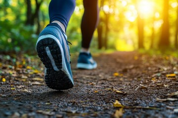 Person Running on Tree-Lined Trail During Sunset in Nature