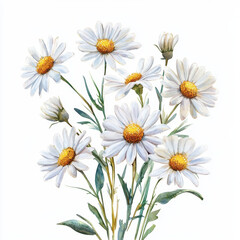 Fototapeta premium Whimsical daisy bunch with cheerful white petals and vibrant yellow centers, perfect for floral design
