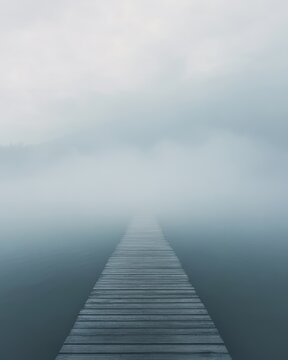 Dementia risk symbolized by a foggy morning landscape. Representing the unclear path of memory
