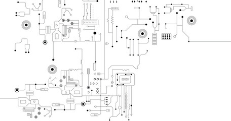 High tech technology geometric and connection system background with digital data abstract. Vector design.