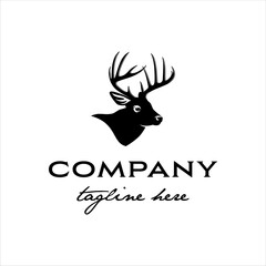 Whitetail deer head logo with elegant and luxurious style design