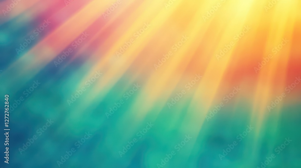 Poster abstract background with vibrant colors and soft light rays shining down