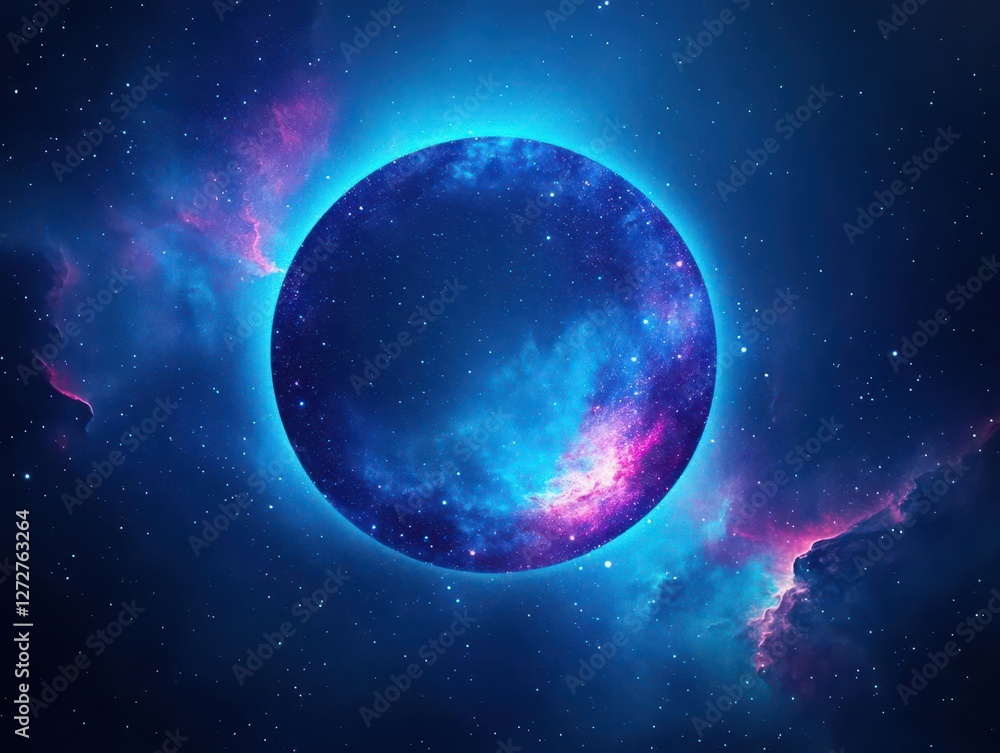 Poster abstract cosmic galaxy with glowing nebula and vibrant starfield outer space scene