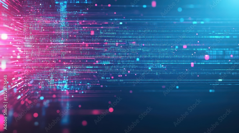 Aufkleber abstract digital network data technology background with blue and pink hues