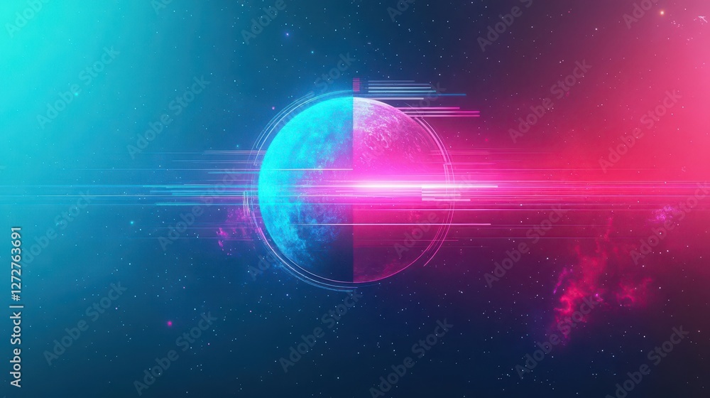 Aufkleber abstract digital sphere with glitch effects in a futuristic cyber space design