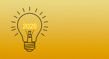 Lightbulb outline shows the year two thousand and twenty five