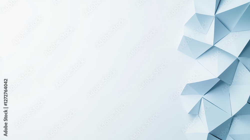 Poster abstract geometric paper triangles on a white background with light pastel colors