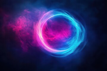 Obraz premium Abstract Glowing Energy Ring with Neon Light Effect on a Dark Background