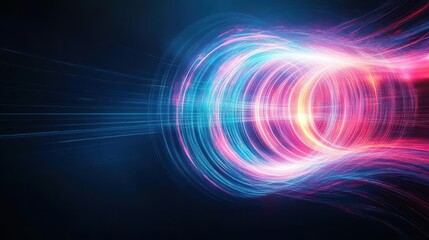 Obraz premium Abstract Light Tunnel with Flowing Pink and Blue Energy on a Dark Background