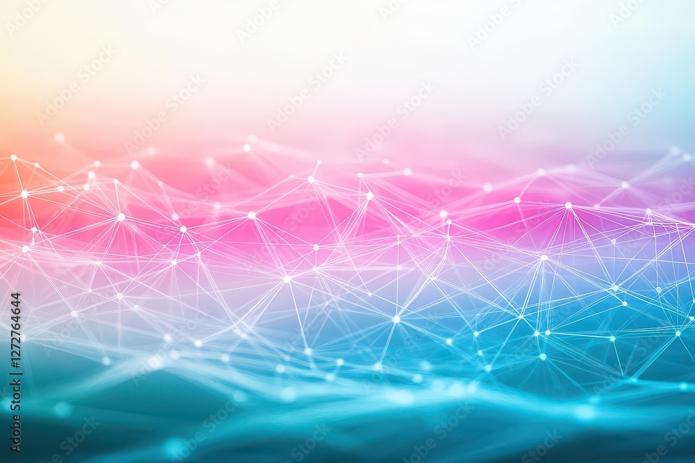 Aufkleber abstract network connection with pink and blue gradient background design